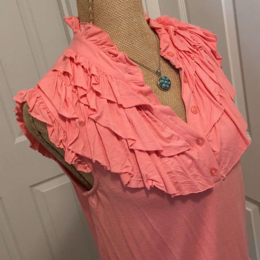 Forever 21 Pink Ruffled Sleeveless Top - Picture 2 of 6